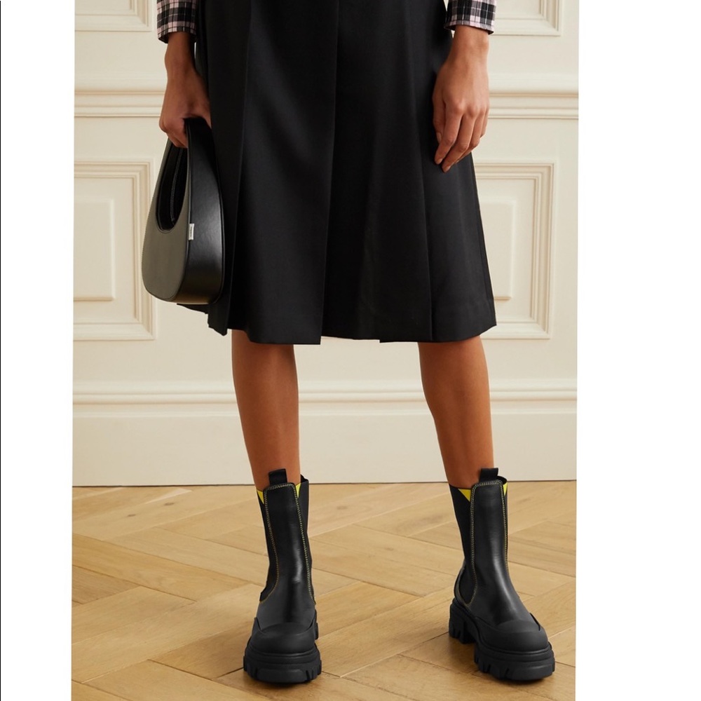 Ganni rubber trimmed leather Chelsea boots